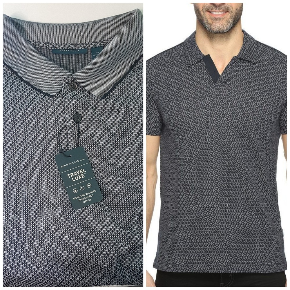 NWT Perry Ellis Travel Luxe Golf Polo UPF 50 Size XXL